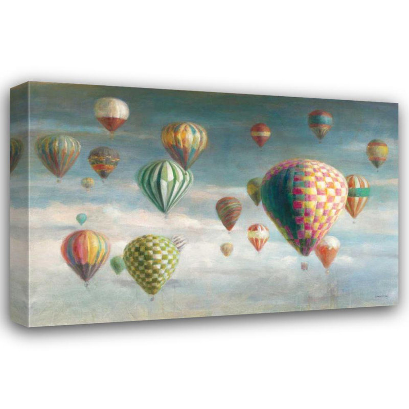 «Red Barrel Studio® Nai, Danhui Gallery», art sur toile tendue: montgolfières avec culture rose, H 33 po x l 48 po