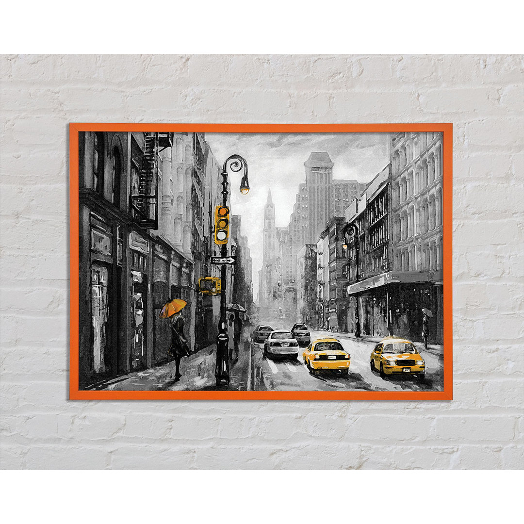 Alyaa Yellow Cabs In The Streets Of NYC - Einzelne Bilderrahmen Kunstdrucke