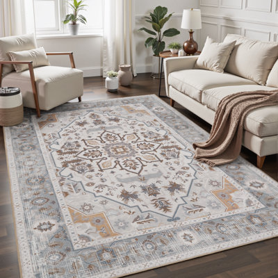 Tapis rétro rétro antidérapant lavable à la machine brun taupe clair