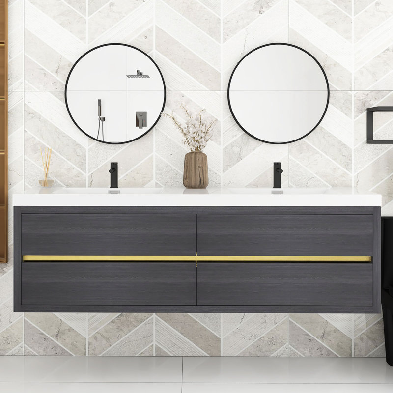 Meuble-lavabo mural avec lavabo l 70,87 po x P 19,69 po x H 22,44 po, Espresso
