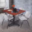 Table de salle de repos carrée Nicklo, chaises empilables 4 M-32668260-32668255-132626867