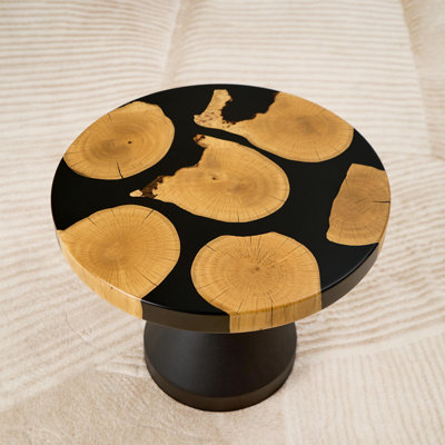 Round Black Hardwood Table Top
