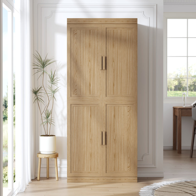 Armoire de rangement avec tablettes réglables Nashaya, Bois naturel, 2 PCs-36"H+36"H