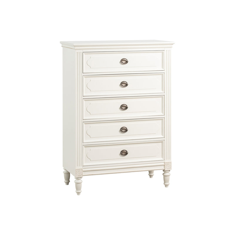 Commode Shira à 5 tiroirs, fini dentelle