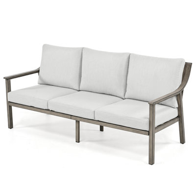 Vishali Outdoor Aluminum Patio Sofa With Cushions