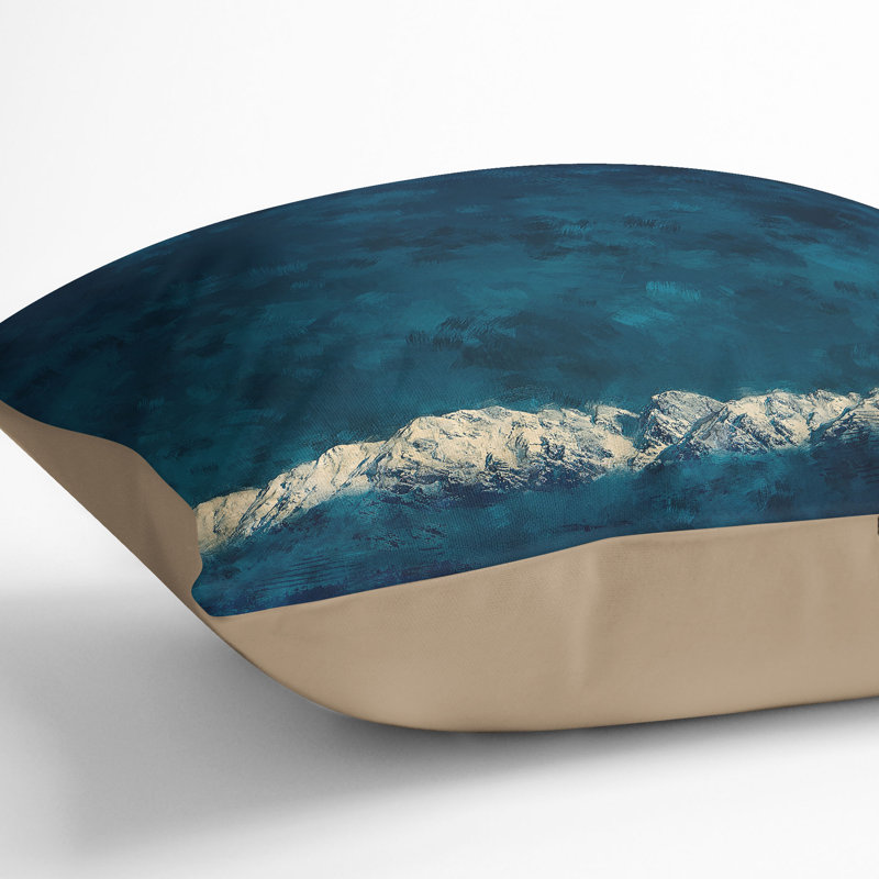 Light on the Mountain Top Painting Cushion with Filling, Stone, 40cm H x 40cm W x 15cm D