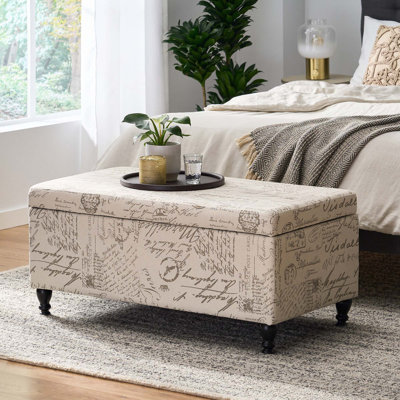 Banc de rangement rembourré en mélange de polyester Alcina