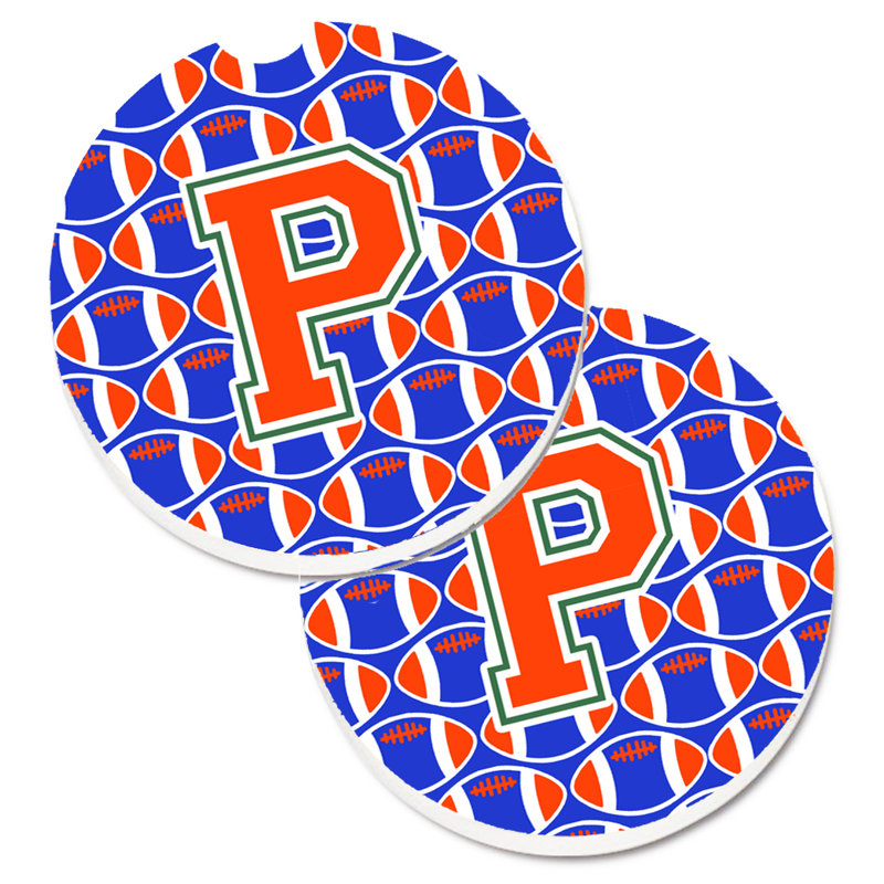 Sous-verre de football, P, Bleu / Orange