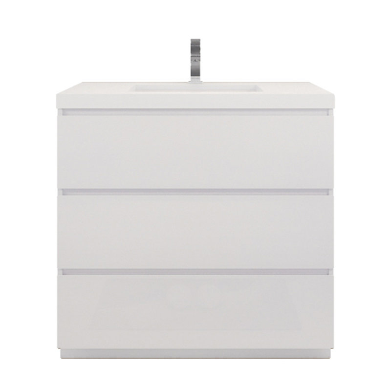Ensemble de meuble-lavabo simple 36 po Dennes, Blanc ultrabrillant