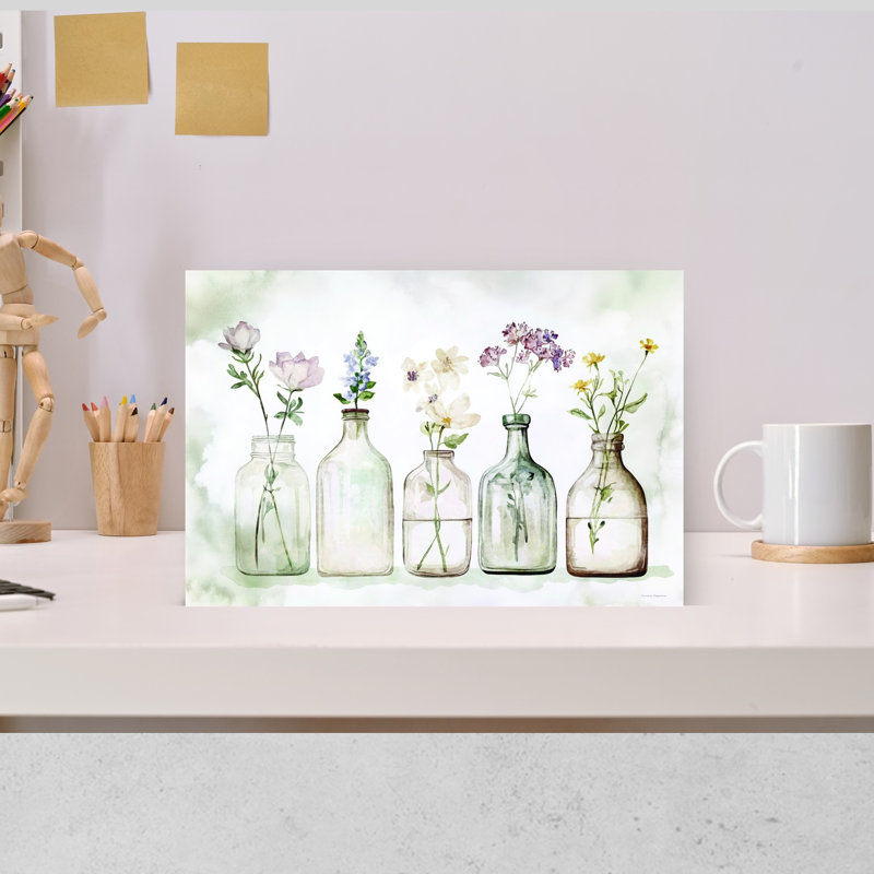 Vases de printemps, art moderne abstrait rustique, art mural, H 12 po x l 18 po
