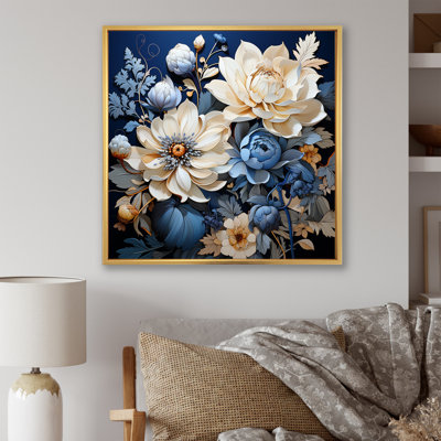 «Blue and White Seasonal Flowers Collage VII», reproduction sur toile