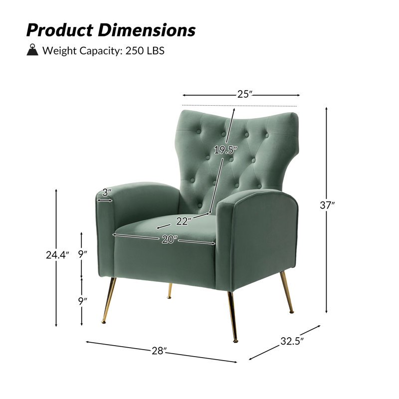 Fauteuil à oreilles en velours de polyester Tonas, Velours sauge