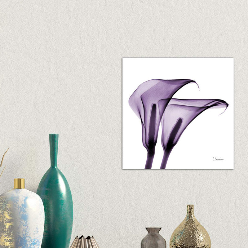 Calla Lilies II by Albert Koetsier - Print on Canvas, 93.98 cm H x 93.98 cm W, Brown Floater Framed