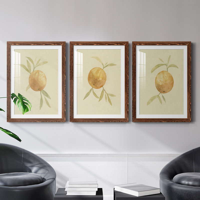 Dappled Oranges I Premium encadré mat - prêt à être accroché, Érable, H 37,5 po x l 82,5 po x P 1,5 po