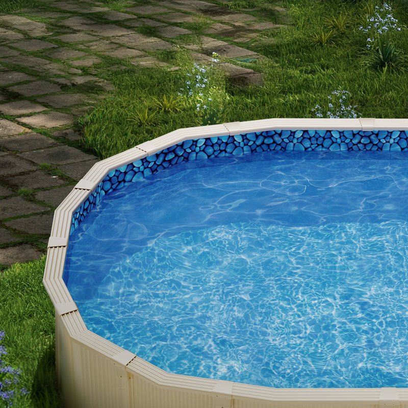 Doublure de piscine ovale à chevauchement, H 57,6 po x l 396 po x P 216 po