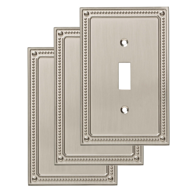 Classic Beaded 1-Gang Toggle Light Switch Wall Plate, Brushed Nickel