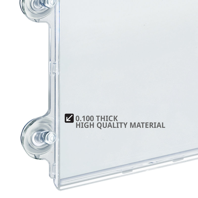 Clear Acrylic Window/Door Sign Holder Frame with Suction Cups, 8.5''W x 11''H