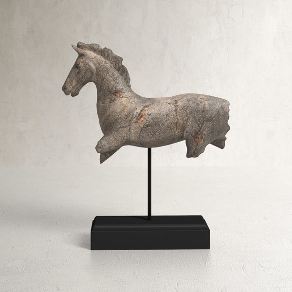 Solid Brass Horse Head Marble Base Equestrian Statue