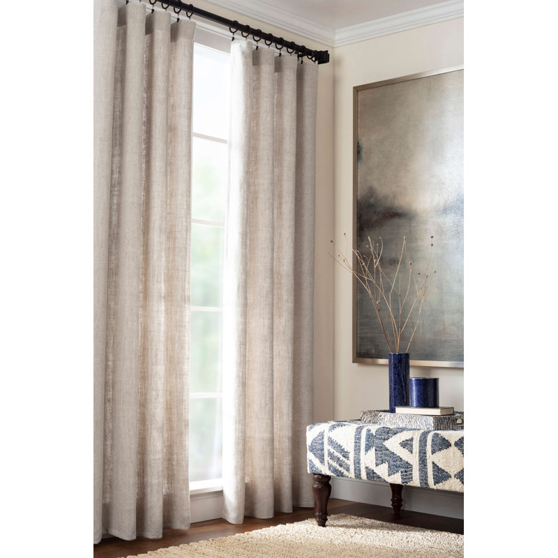 Stone Washed Linen Curtain Panel, 50"W x 84"L, Natural