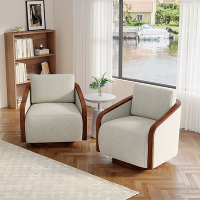Upholstered Swivel Barrel Chair