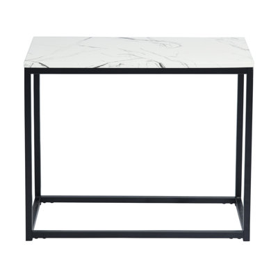 Table d'appoint contemporaine avec plateau en marbre avec rangement 28 "Contemporary