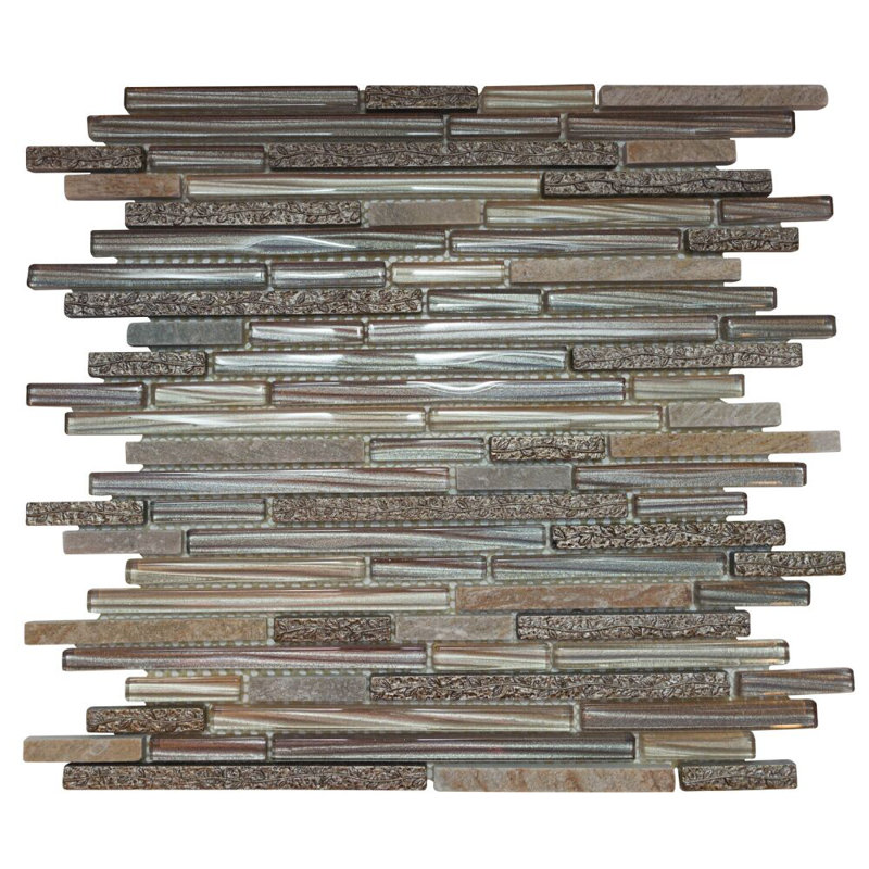 15" X 12" Glass Mosaic Wall Tile, Dark Brown