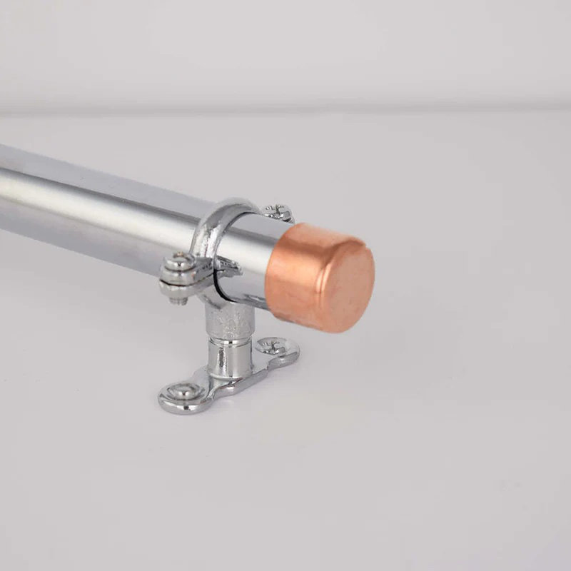 Chrome Bar Handle With Brackets (Thick-Bodied)