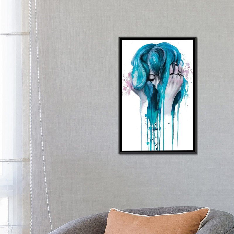 « qui i a utilisé », reproduction sur toile, H 26 po x l 18 po x P 1,5 po, Toile avec cadre noir, Pas de tapis