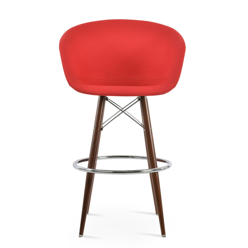 Tabouret de bar Tribeca, Noyer, Rouge d’époque, Tabouret de comptoir (siège d'une hauteur de 23,5