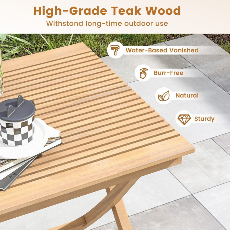 Dulles Square Teak Solid Wood Outdoor Bistro Table - 70 cm W 70 cm D