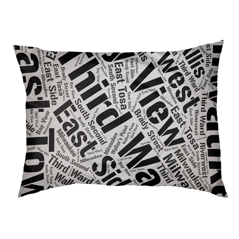 Coussin de chien « districts », Très grand (H 17 po x l 50 po x P 40 po), Noir, Milwaukee