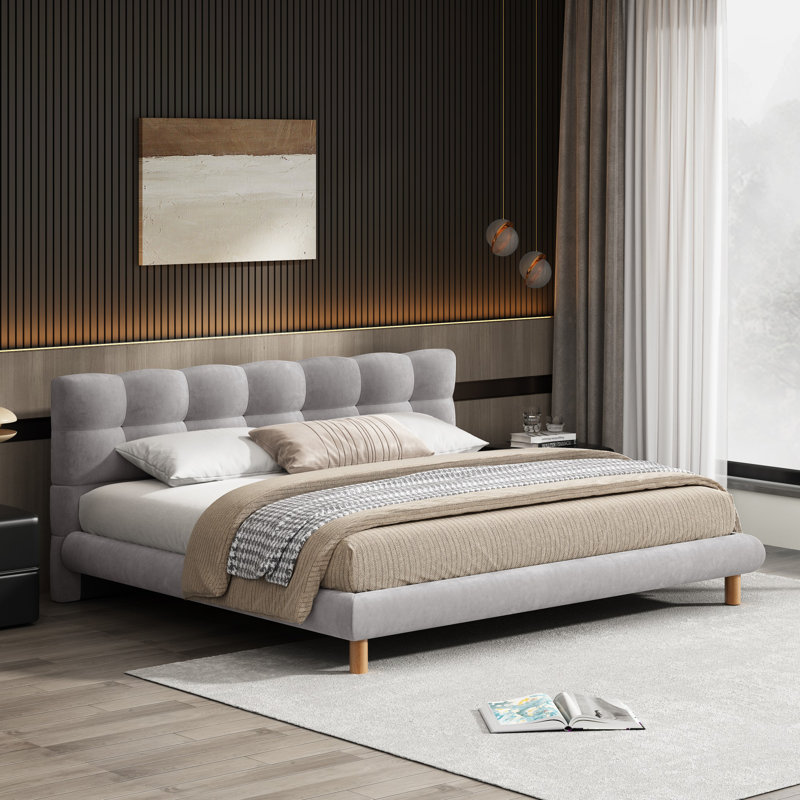 Aspia Upholstered Cookie-Shaped Platform Bed, King