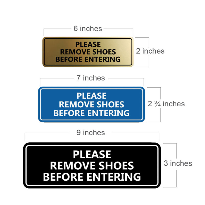 Enseigne standard Veuillez retirer les chaussures avant d'entrer (brun foncé) - Moyen, H 1 po x l 7 po x P 2,5 po