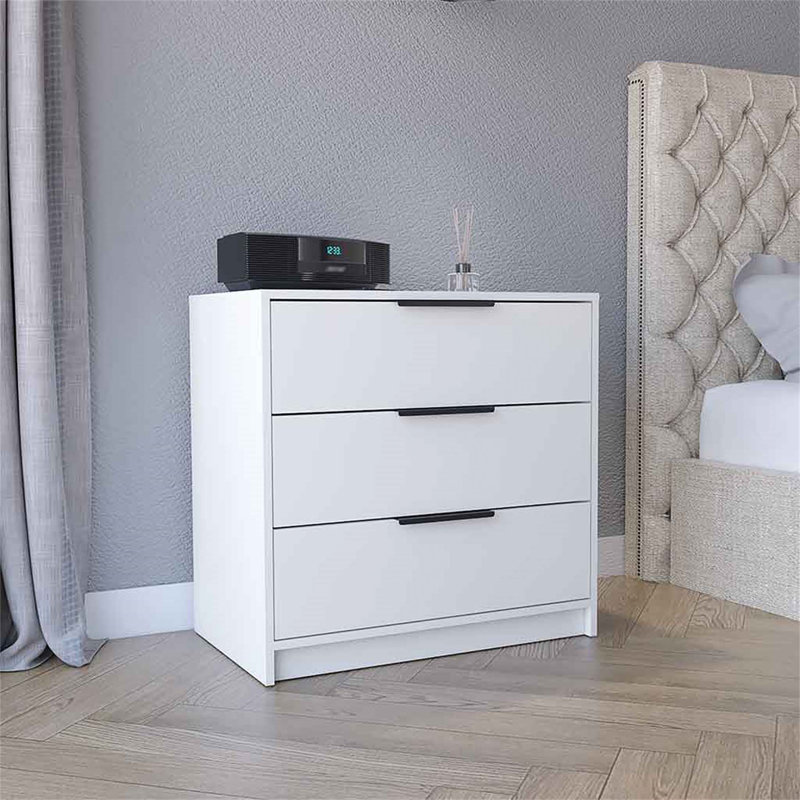 Commode 3 tiroirs Anayelly, Blanc