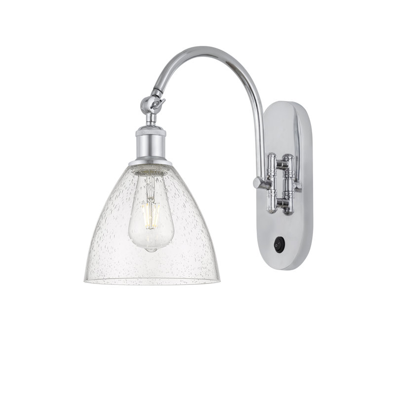 Bras pivotant en verre Amenda, DEL, Chrome poli