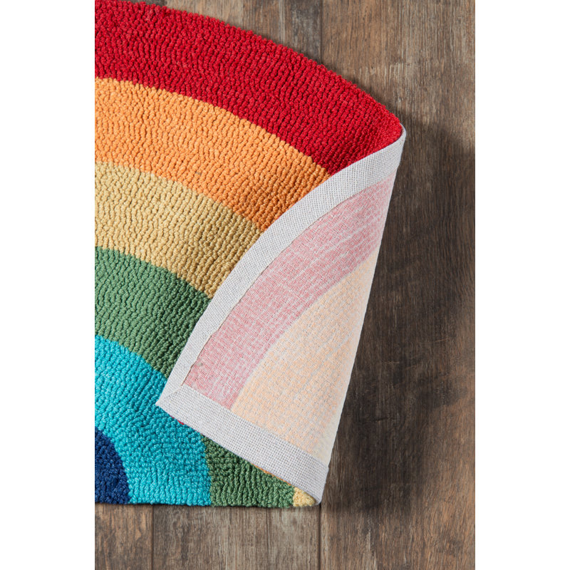 Multicolor Half Moon Rainbow Kitchen Mat with Cotton Backing