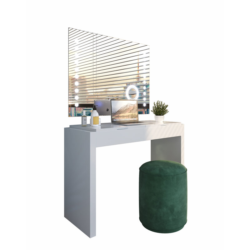 Ensemble coiffeuse avec tabouret et miroir Akasha
