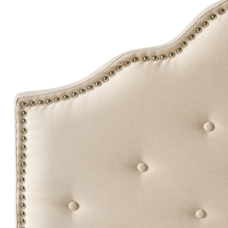 Tufted Upholstered Headboard Queen Size, Solid Wood Head Board With Durable Metal Legs, Adjustable Height Queen Headboard With Nailhead Trim,Fabric Headboard In Modern Button Tuffted Design