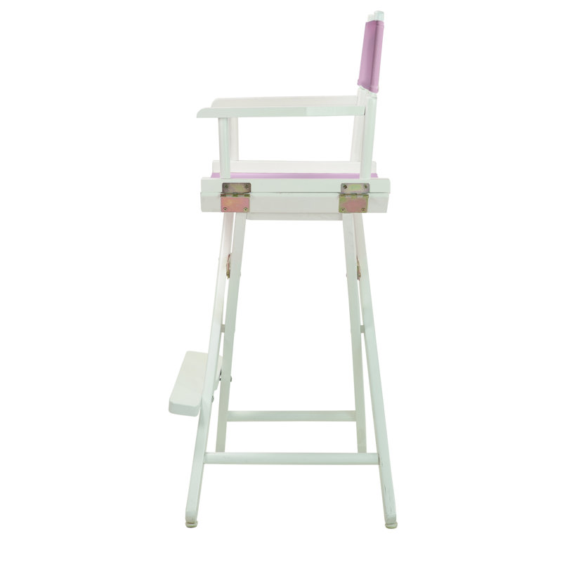 30" Folding Director Chair with Canvas, White, Pink