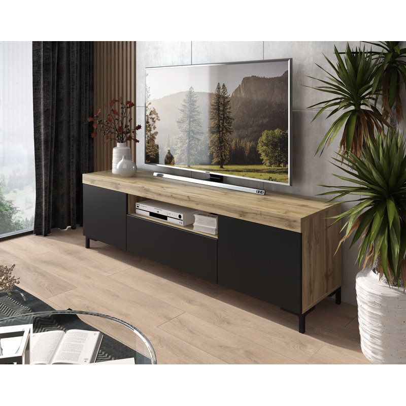 Concow Unfinished TV Stand for TVs up to 75", Black