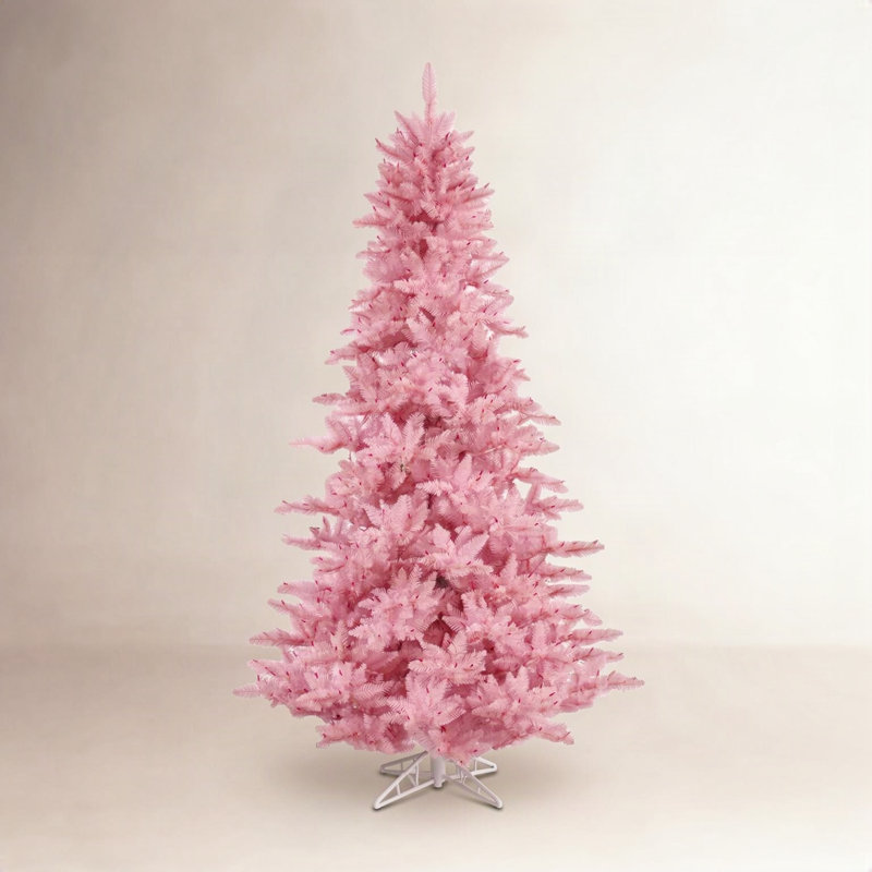 Arbre de Noël artificiel en sapin rose, H 5,5 po x l 42 po