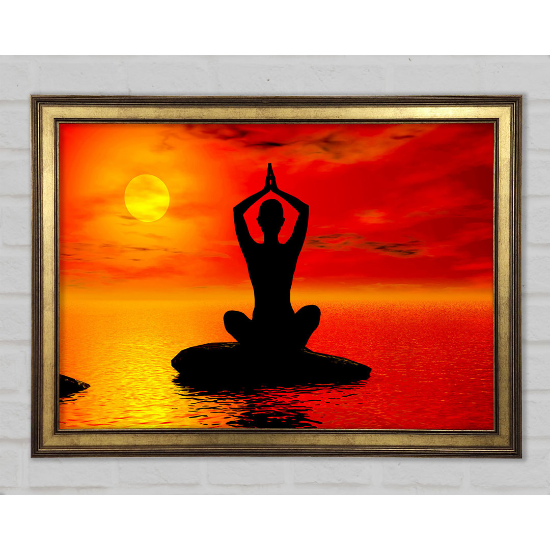 Gerahmtes Leinwandbild Yoga Ocean Sun Blaze