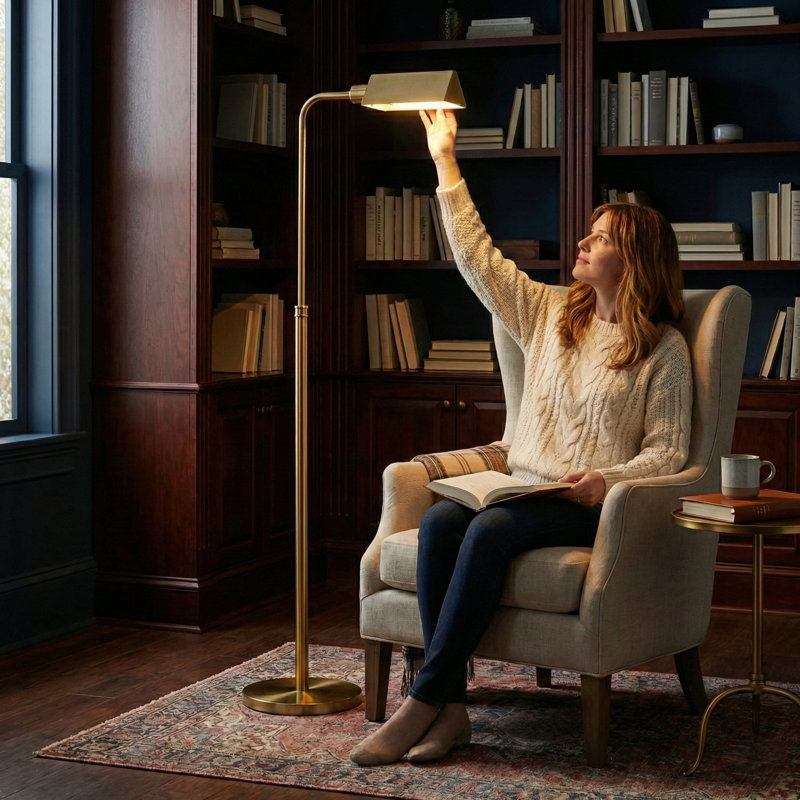 Manuja Modern Livingroom, Home Office Floor Lamp - Brass