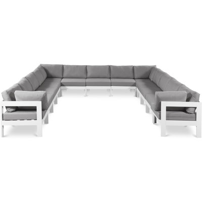 Lysandros 150'' Wide Aluminum Patio Sectional with Cushions