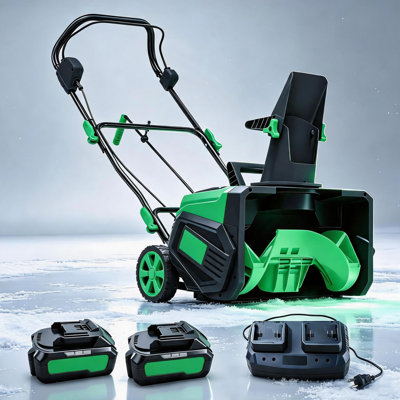 20" Cordless Electric Snow Thrower with LED Light, 40V Brushless Snow Blower, Dual 20V Batteries & Dual Port Charger for Driveway Patio Yard Snow Removal