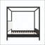 Lit plateforme à baldaquin en bois avec tête de lit tapissier-129196743-129196745
