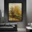 Reproduction d'art mural de qualité supérieure avec cadre en bois noir, fond d'arbres de rivière, image encadrée pour décoration murale, cadre en bois noir massif inclus-77175126
