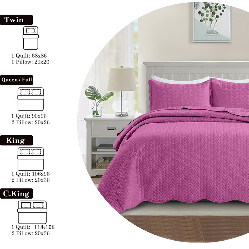 Ensemble d'édredon léger en microfibre avec taies décoratives Oxford, Twin Comforter + 1 Standard Sham, Lilas