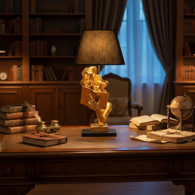 Lampe de table Golden Sculptural, Noir