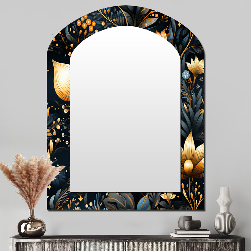 Motif céleste bohème bleu Positano - miroir unique bohème asymétrique, 43 po x 33 po